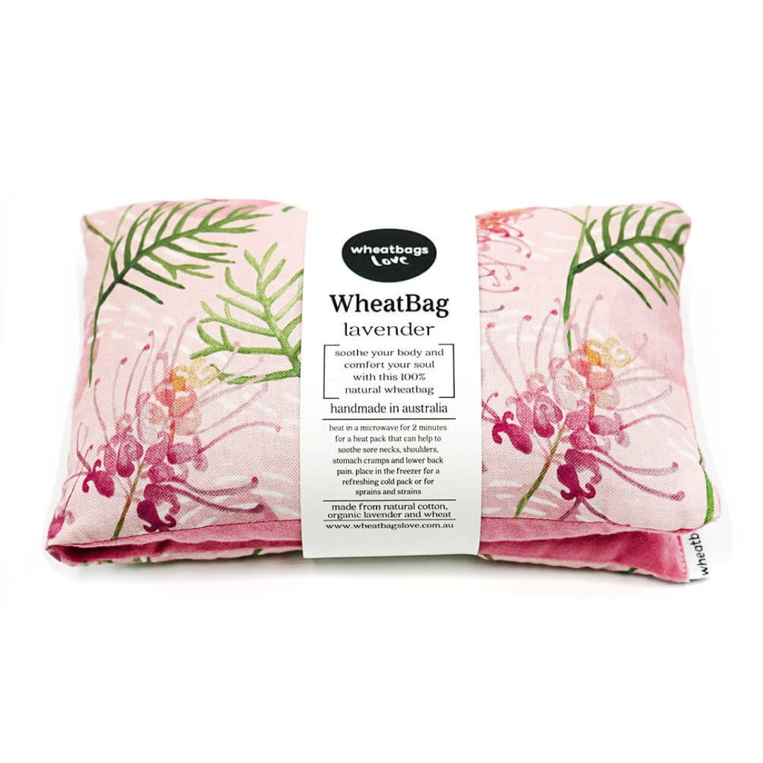 wheatbags grevillea print and lavender scented heat pack