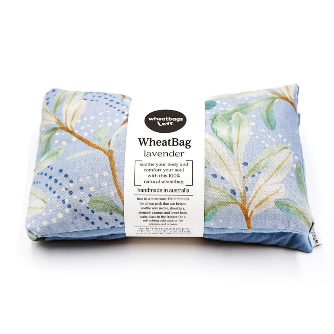 wheatbags banksia print and lavender sceneted heat pack