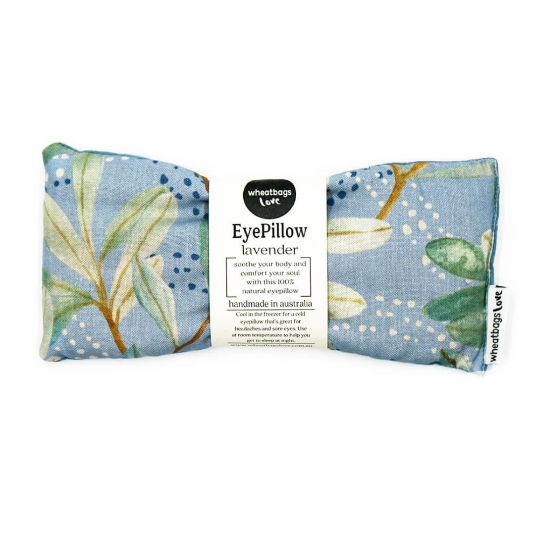 blue wheatbag's eye pillow with lavender scent